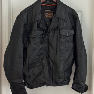 First Men's Black Leather Bomber Jacket